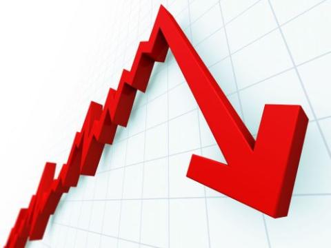 Red arrow decreasing